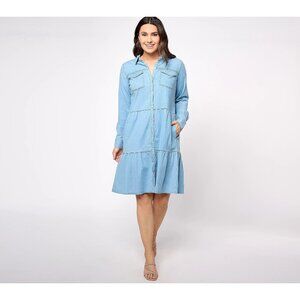 Belle Boho by Kim Gravel Dress Size Medium Wanderlust Button Front Tencel Blend